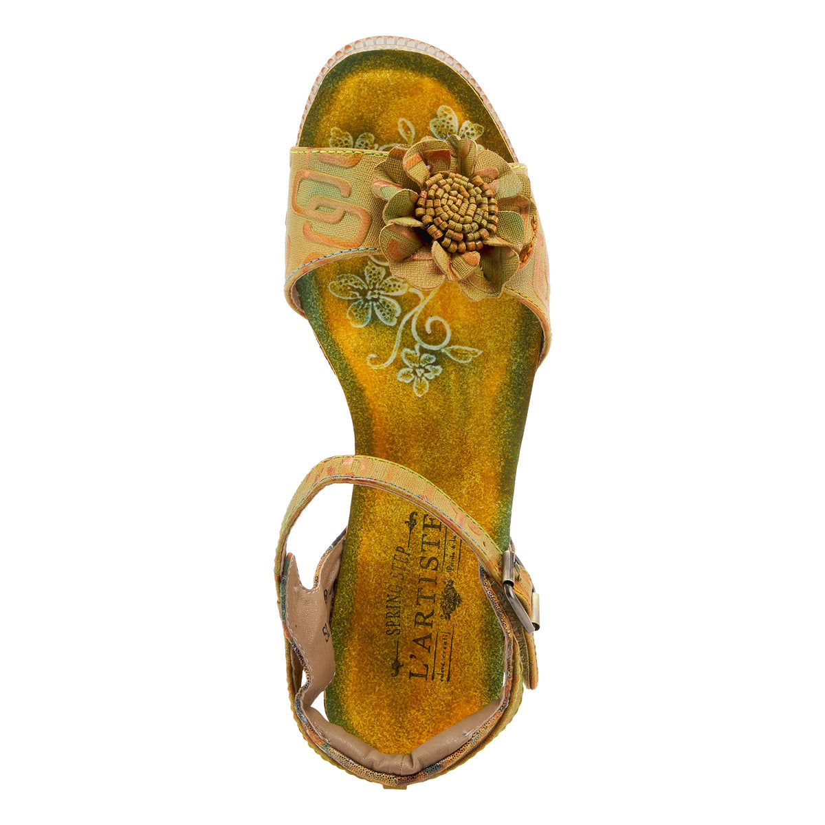 L`Artiste by Spring Step Quarter Strap Sandal Vienrose Fleur Yellow